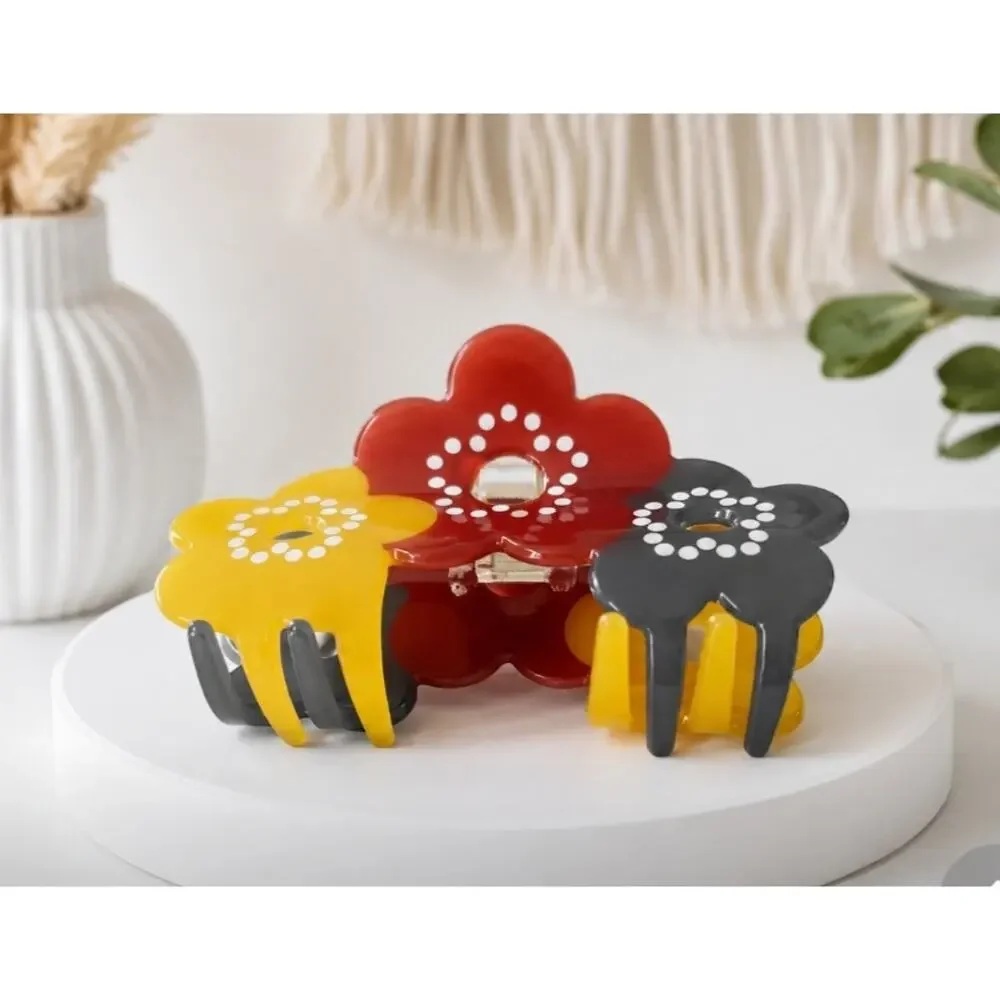 Natural Tone Acrylic Floral Hair Clip New